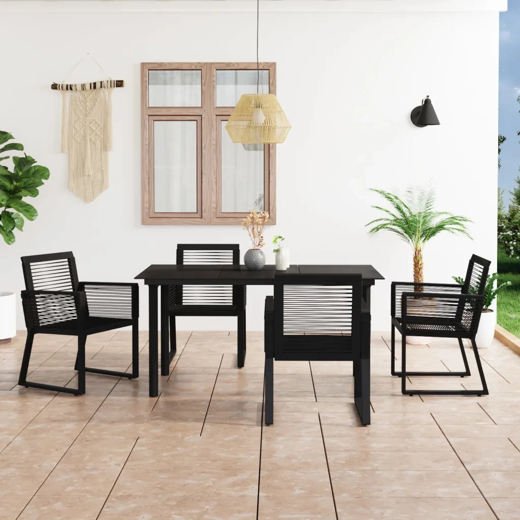 Set da Pranzo da Giardino 5 pz in Rattan PVC Nero cod mxl 53702