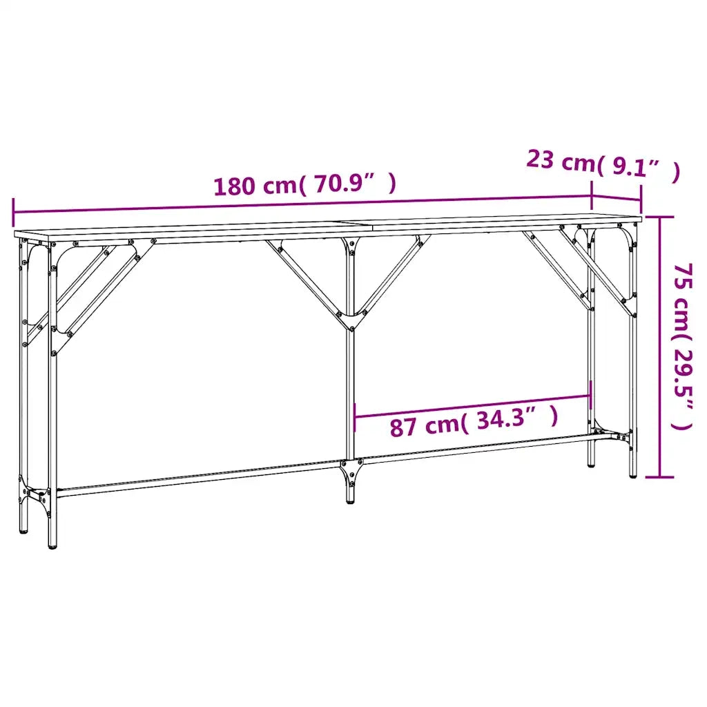 Tavolo Consolle | Tavolo d'Ingresso Rovere Sonoma 180x23x75 cm in Legno Multistrato
