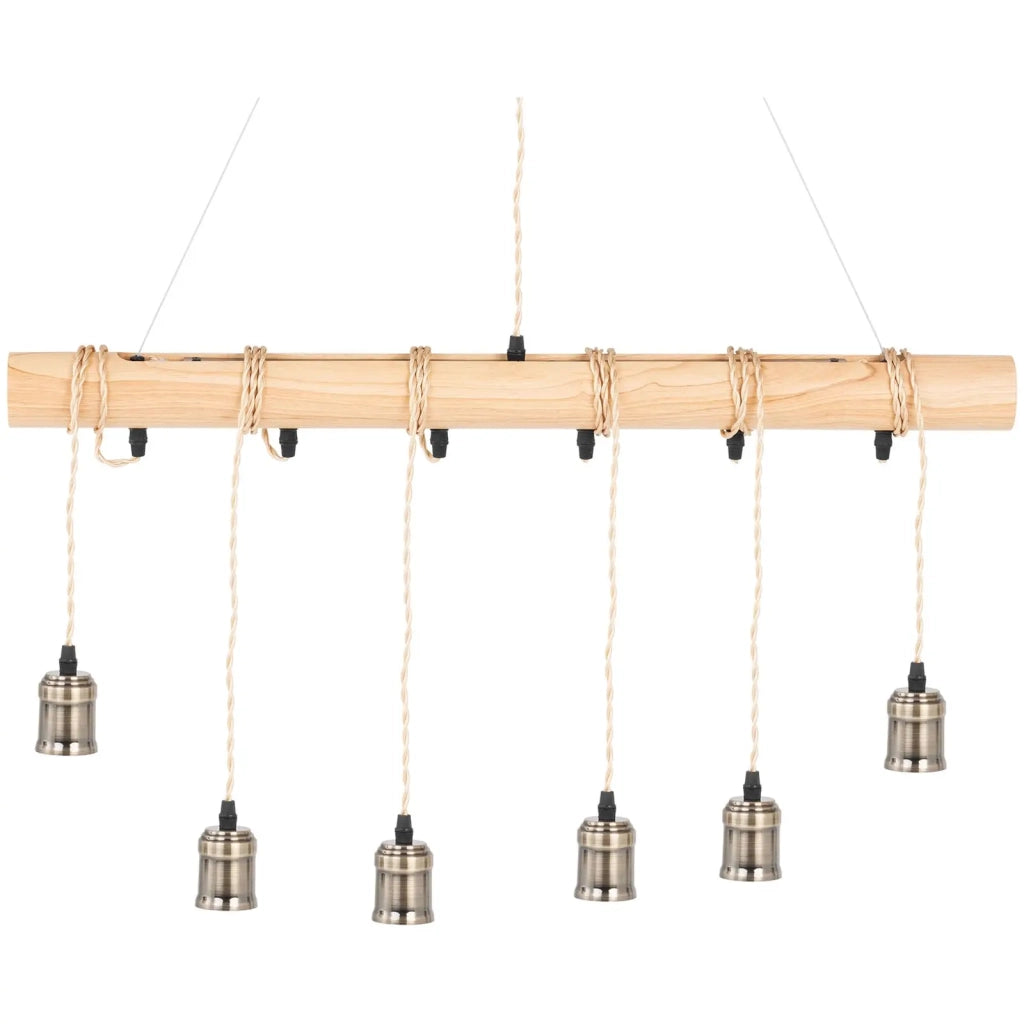 Plafoniera con 6 lampadine cilindro in legno PP legno ferro beige nero legno 14_0009530