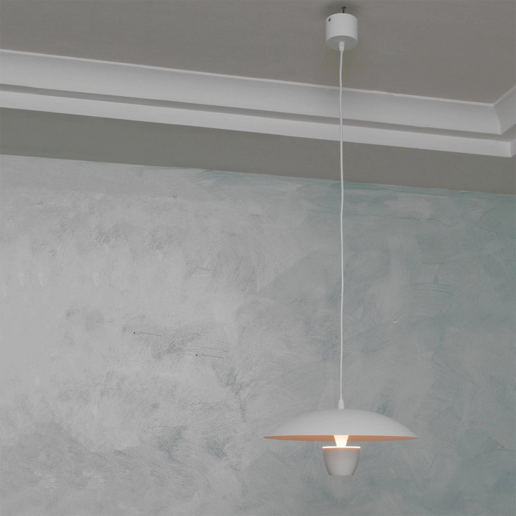 Lampadario moderno LED 11W pendente BIANCO lampada minimal industriale luce 3000K tavolo cucina 230V COLORE BIANCO