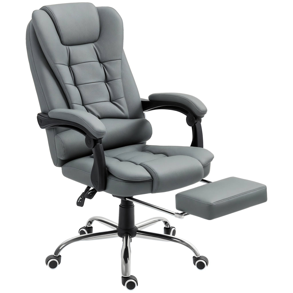 Sedia Ergonomica Reclinabile con Poggiapiedi ¨C Zephmum ¨C Grigio Similpelle