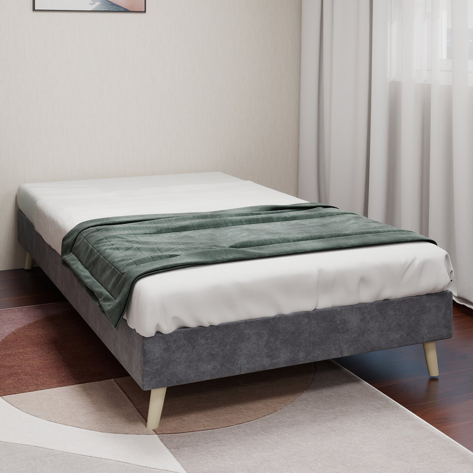 Letto imbottito - Xylo - 90x200 cm - Grigio velluto