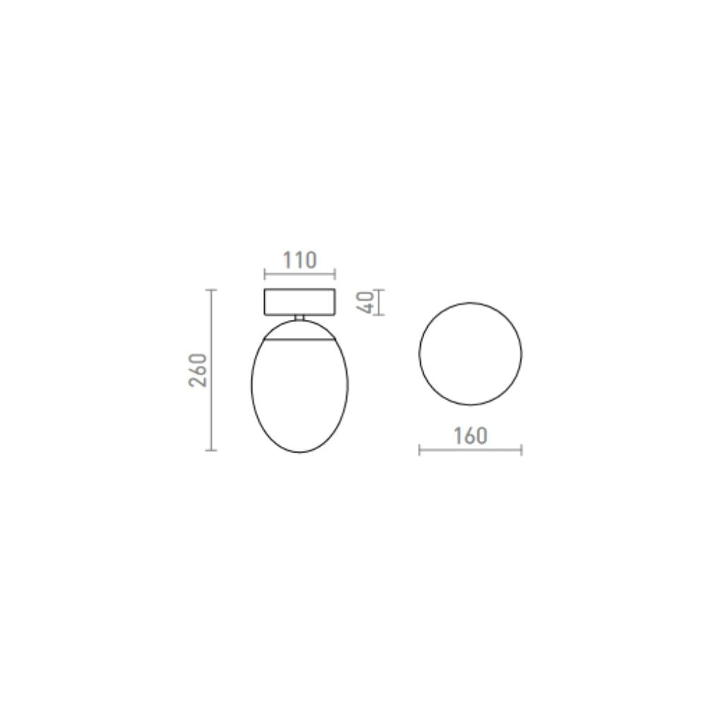 Plafoniera MERINGUE 16 da soffitto  vetro opalino/cromo 230V E27 15W IP44
