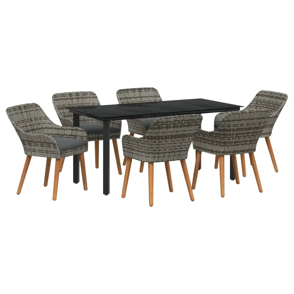 Set da Pranzo per Giardino con cuscino 7 pcs Grigio polyrattan 3261688