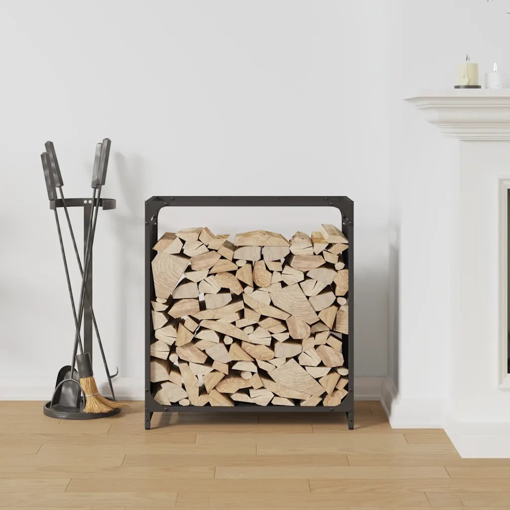 Rastrelliera per Legna da Ardere Nera 60x28x65 cm CFW5867103
