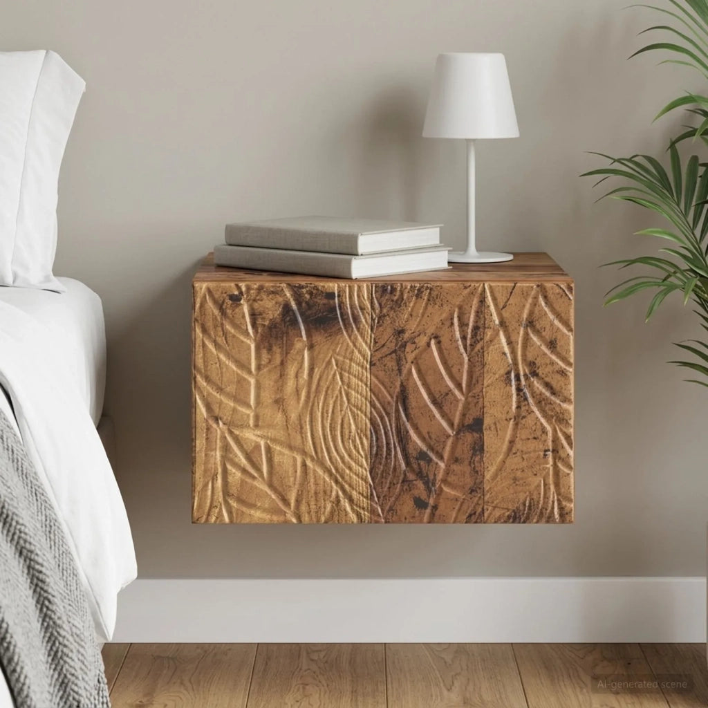 Mobiletto da notte a muro Legno antico 49 x 34,5 x 20 cm 898801