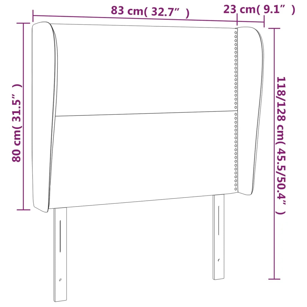 Testiera ad Orecchio Grigio Chiaro 83x23x118/128 cm in Velluto 3117846