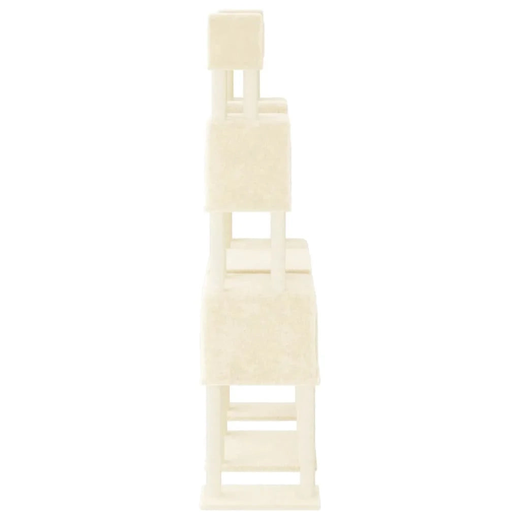 Tiragraffi per gatti torre per arrampicata giocattolo piattaforma per arrampicata con tiragraffi in sisal 199 cm crema 02_0022509