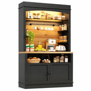 Credenza alta da cucina 107x43x184 cm in MDF nero con LED USB
