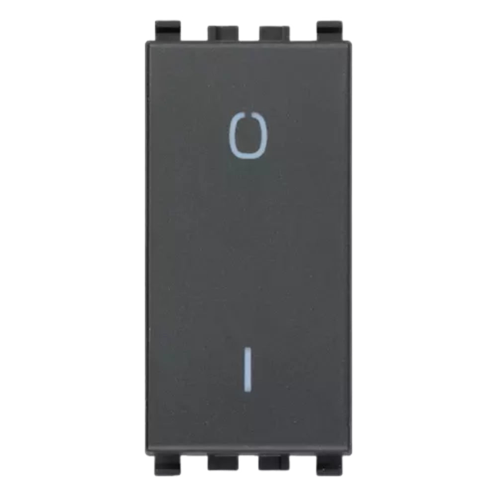 Interruttore bipolare vimar 16ax 250v con tasto illuminato e sostituibile *** colore grigio, confezione 1