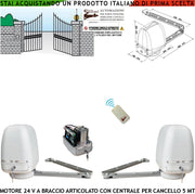 AUTOMATISMO CANCELLO ELETTRICO 5 MT MOTORI BRACCIO ARTICOLATO CENTRALE 220/24 V 2 ANTE DA 0,5 A 2,5 MT RADIOCOMANDO RICAMBIO UNIVERSALE