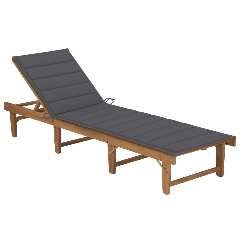 Lettino prendisole sedia a sdraio lettino prendisole letto da giardino mobili da giardino mobili da esterno pieghevoli con cuscino legno massello di acacia 02_0012849