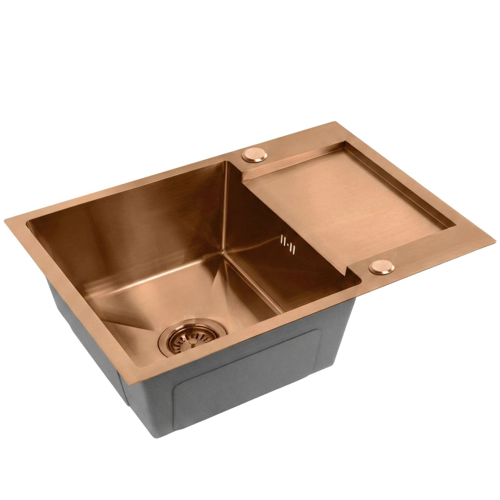 Lavello In Acciaio Paul Brush Copper con rubinetto da cucina