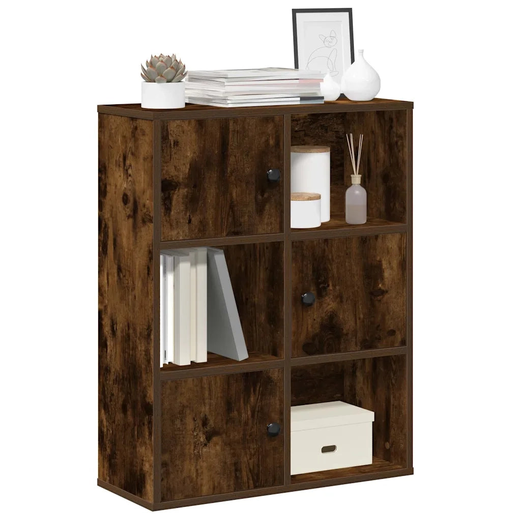 Libreria-Scaffale per Libri-Mobile di Stoccaggio Rovere Fumo 60x24x76,5 cm in Legno Multistrato