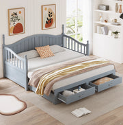 Divano letto estraibile 90/180x190 cm con 2 cassetti; legno di pino grigio