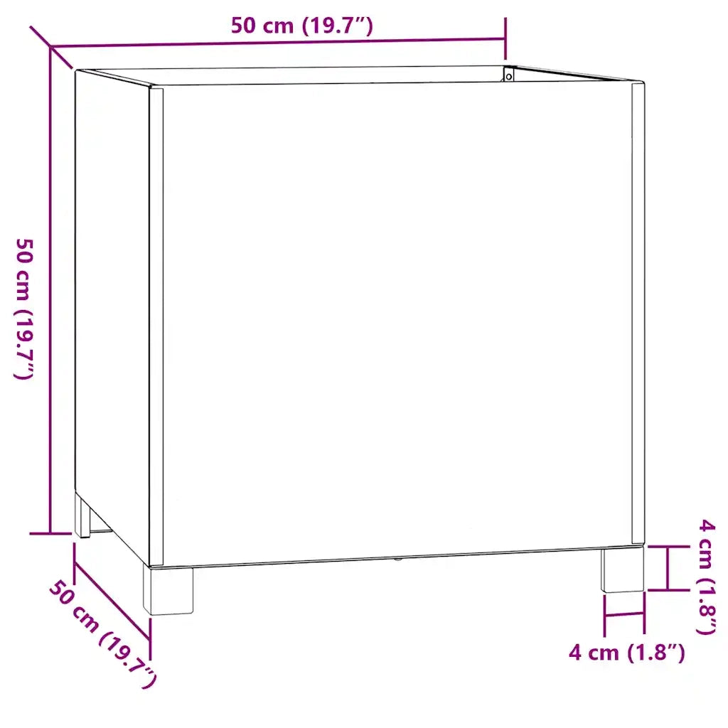 Fioriera con Gambe Ruggine 50x50x50 cm Acciaio Corten 823682