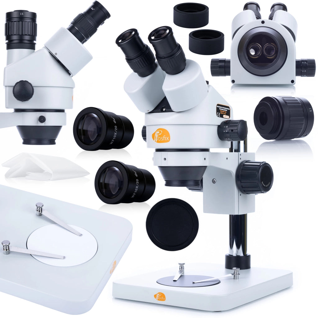 Mikroscopio Stereoscopico Trinoculare Mercury Pro MSMP-T-PS1 – Testa Trinoculare, Zoom 7x-45x | Ottica di Alta Qualità