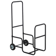 Easycomfort Carrello Portalegna in Metallo Nero con 2 Ruote per Interno ed Esterno, Max. 30kg, 56x40x90.5cm