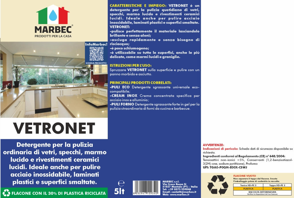 Come pulire i vetri e le superfici lucide VETRONET   5LTx4Pz