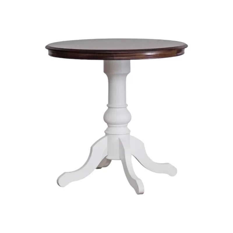 Tavolo tavolino rotondo legno shabby bianco noce 80x80x78 - Mobili 2G