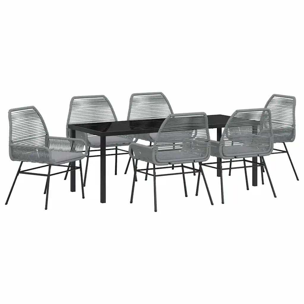 Set da Pranzo per Giardino con cuscino 7 pcs Grigio polyrattan 3380888
