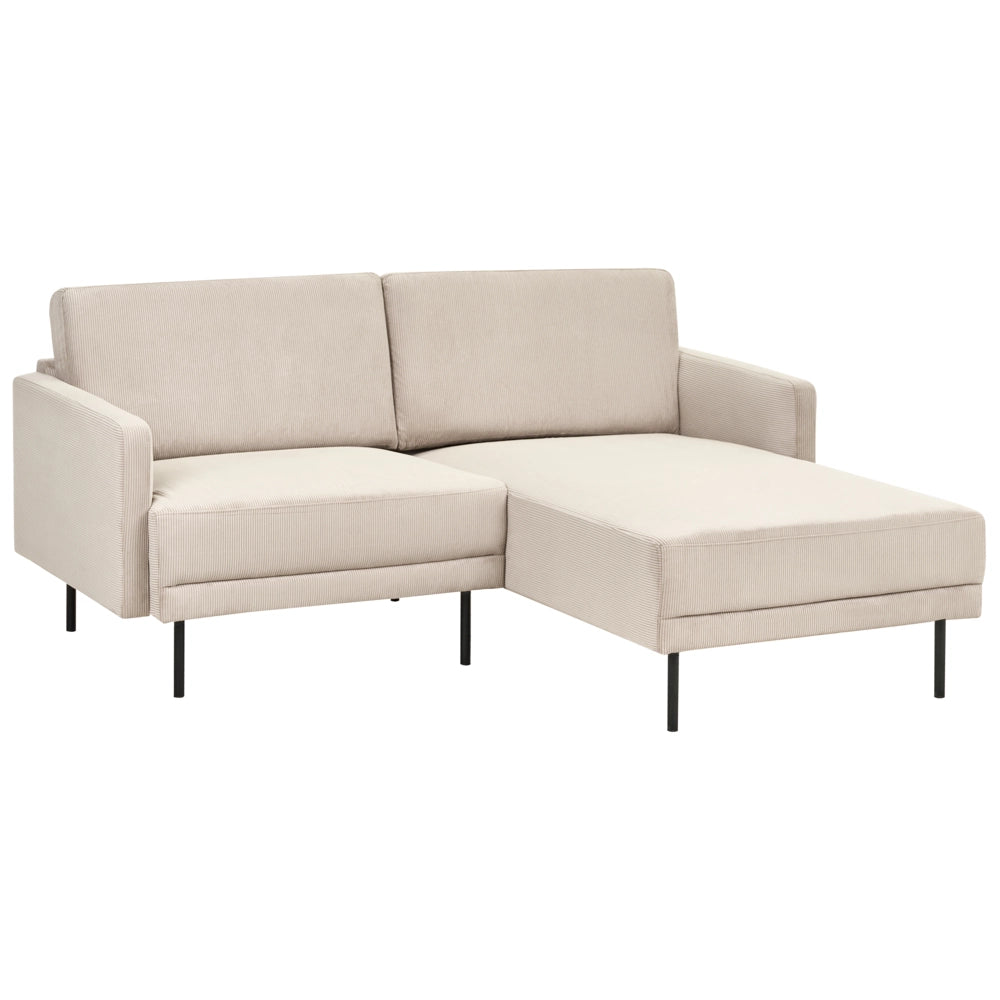 Divano imbottito angolare sinistro 2 posti con gambe in metallo beige Schienale imbottito stile moderno e minimalista