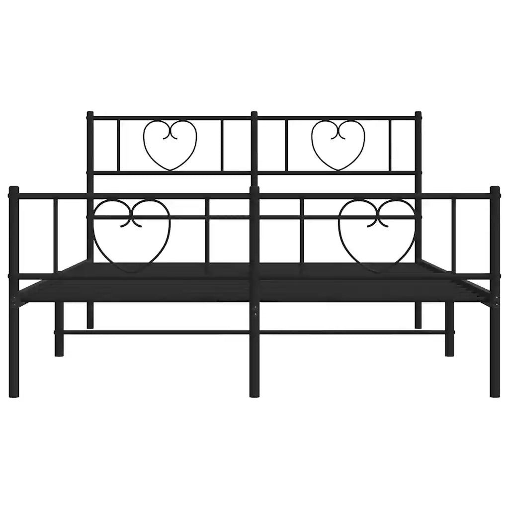 Giroletto con Testiera e Pediera Metallo Nero 150x200 cm 355483