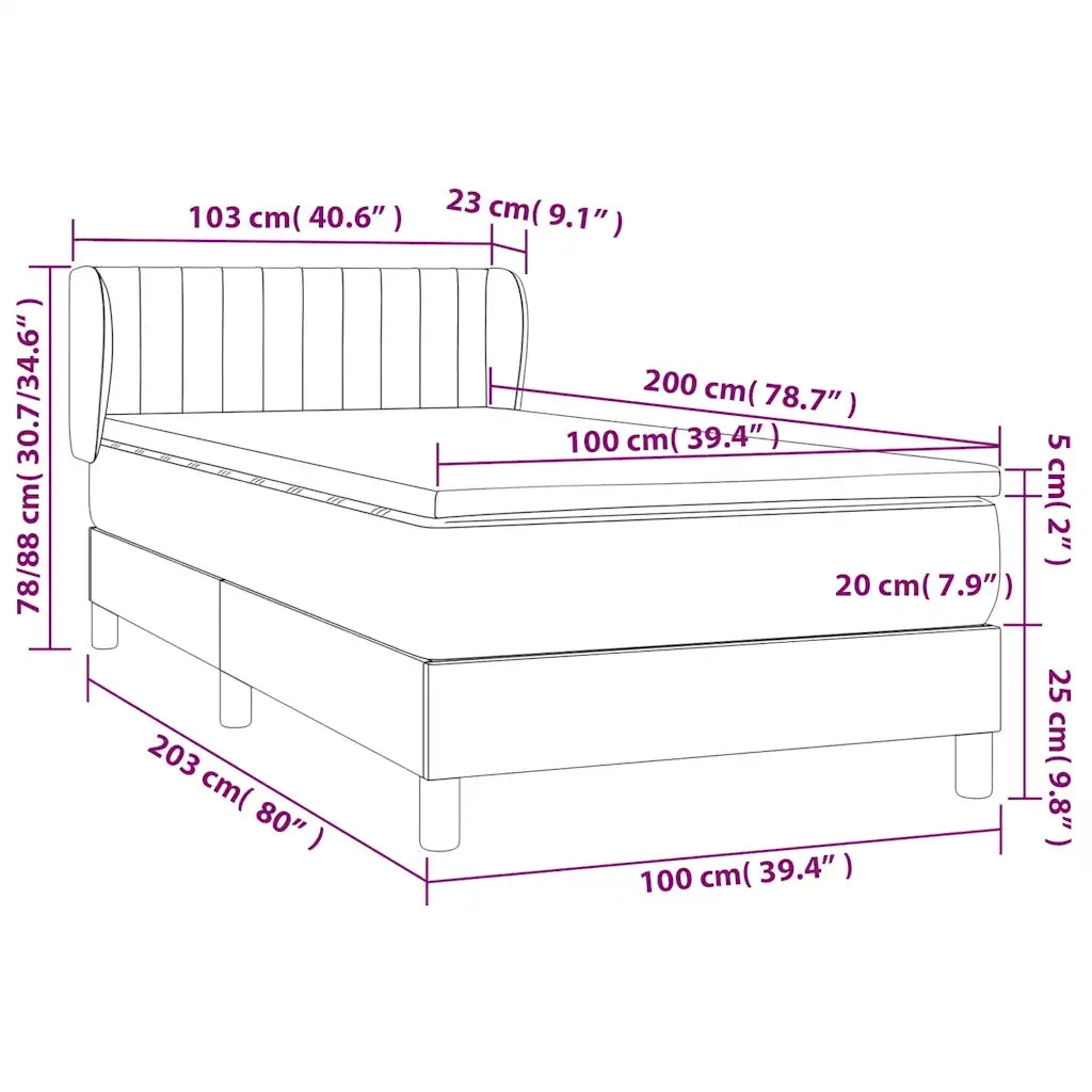 Giroletto a Molle con Materasso Verde Scuro 100x200 cm Velluto 3127598