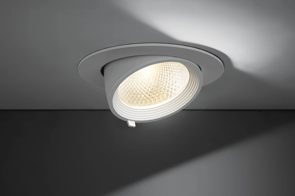 Downlight a incasso orientabile LOOP LED 30W 4000K 36° IP20 Bianco - Faretto cardanico ad alta efficienza CRI90 per interni - Rossini Illuminazione
