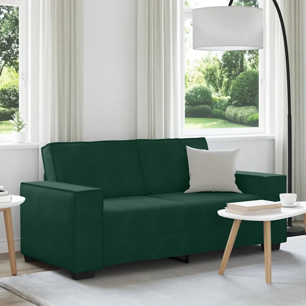 vidaXL Divano a 2 Posti Verde Scuro 140 cm in Velluto