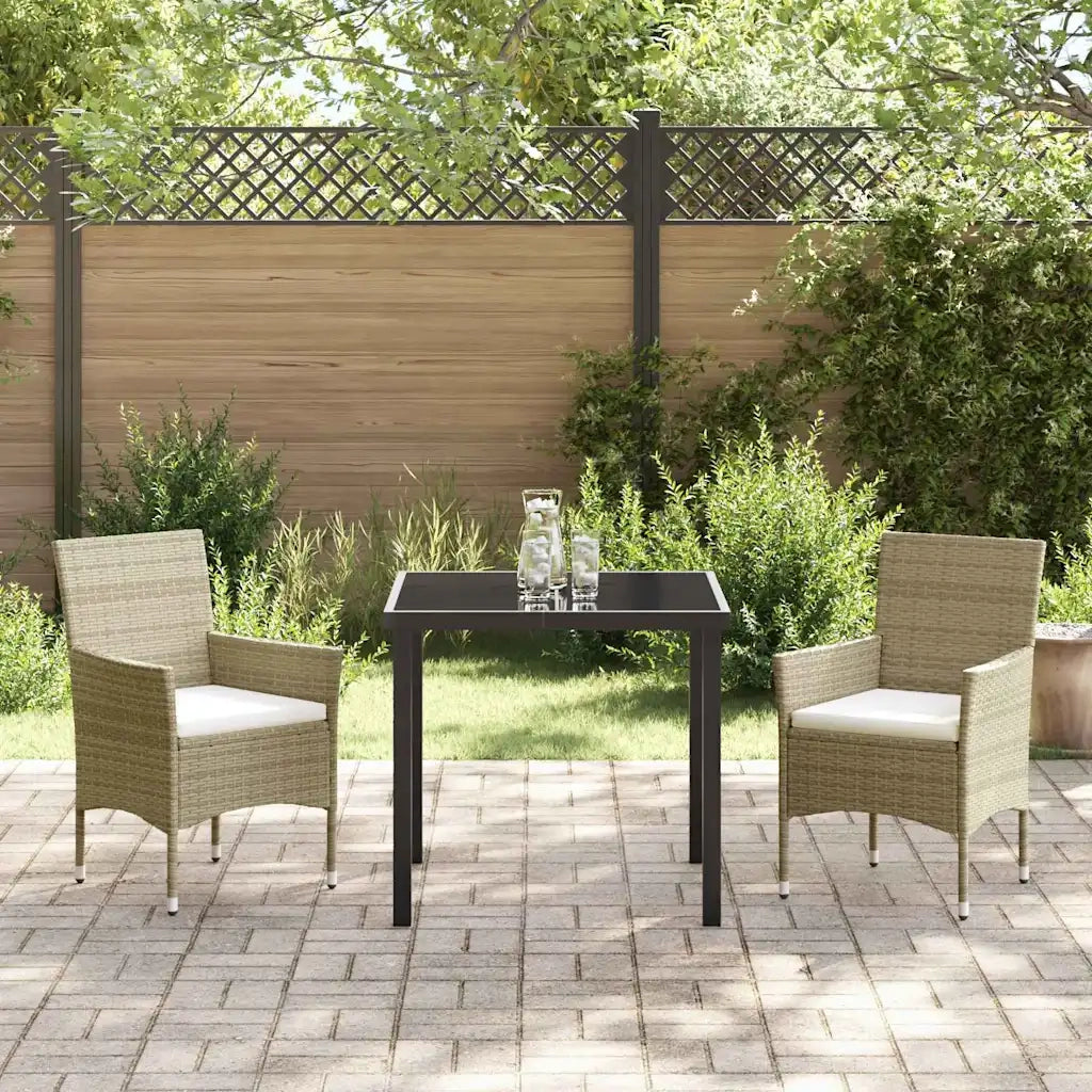 Set da Pranzo per Giardino con cuscino 3 pcs Beige polyrattan