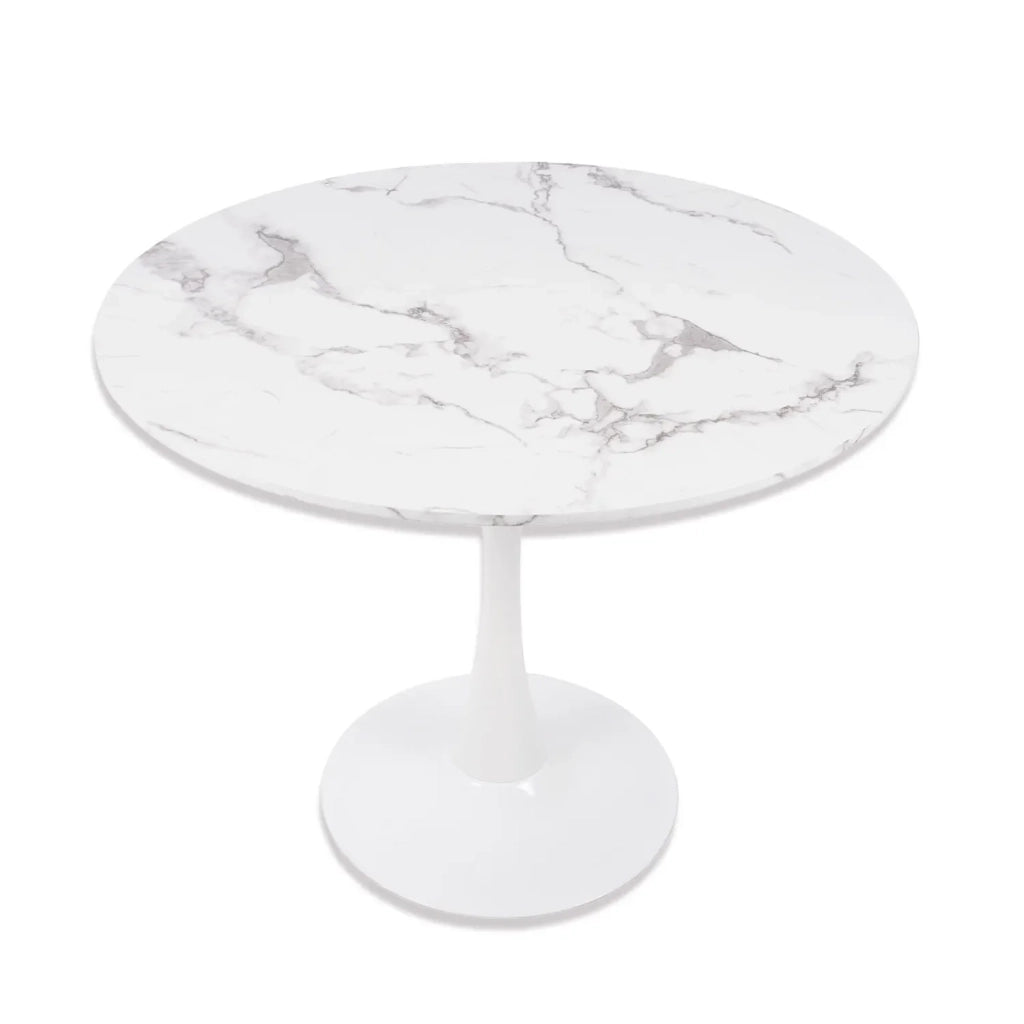 LÚZETE - TAVOLO DA PRANZO ROTONDO IN MARMO BIANCO Ø90 CM SAN ANTONI