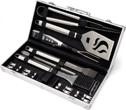 Accessori barbecue, acciaio inossidabile, forchette BBQ di alta qualità, con borsa portatile, set di attrezzi barbecue perfetto per uomini, con termometro di carne, regalo.