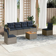 Set Divani da Giardino 7 pz con Cuscini Grigio in Polyrattan 3224514