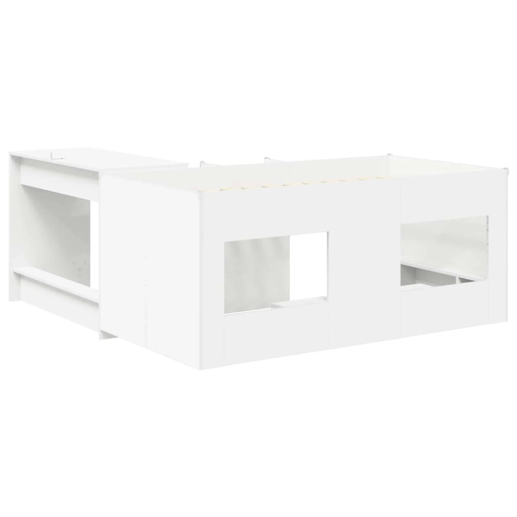 Letto alto per Bambini | Letto Infantile | Lettino con scrivania Bianco 80 x 160 cm