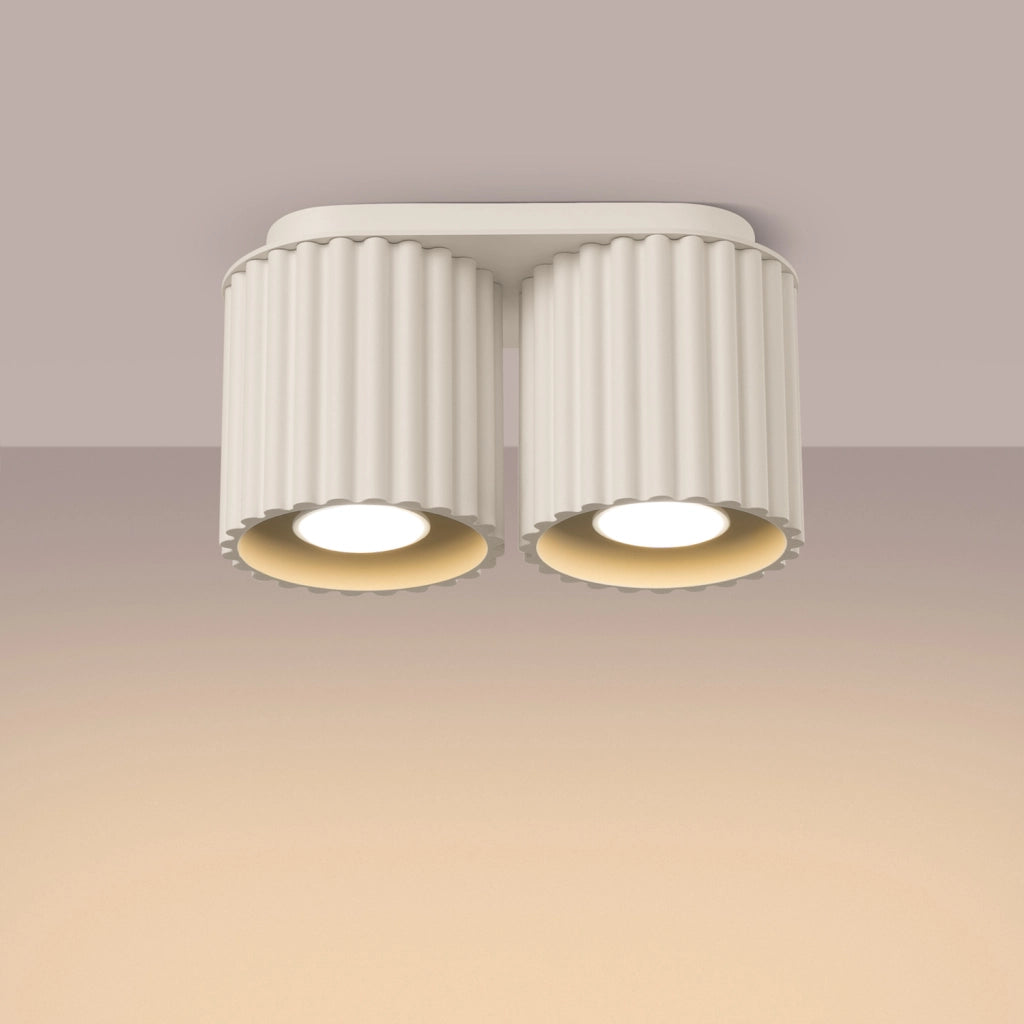 Plafoniera moderna beige ovale 21cm 2xGU10 VISTAO PureLume