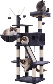 Palo per gatti - alta struttura per gatti con nido - 154 cm - grigio fumo