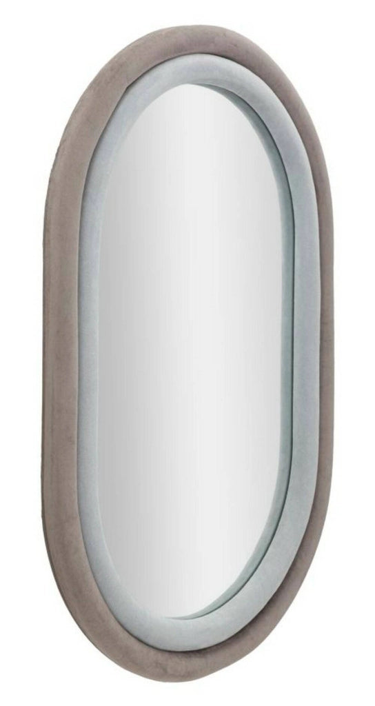 Specchio Marinetti, Specchiera, Articolo d'arredo a muro, Decorazione con specchio, 60x4 h90 cm, Tortora e Grigio
