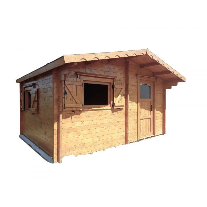 Casetta in legno 500x400 cm – Pareti 60 mm – Tetto 16° rosso – Finestre doppio vetro – CZ5040.02L Foresta