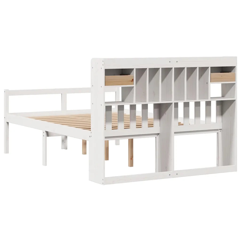 Letto Libreria senza Materasso Bianco 150x200 cm Legno di Pino 3322058