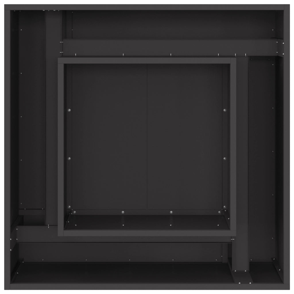 Braciere Quadrato Nero 80x80x40 cm Acciaio
