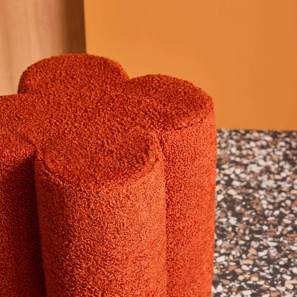 Pouf trifoglio in bouclé, terracotta