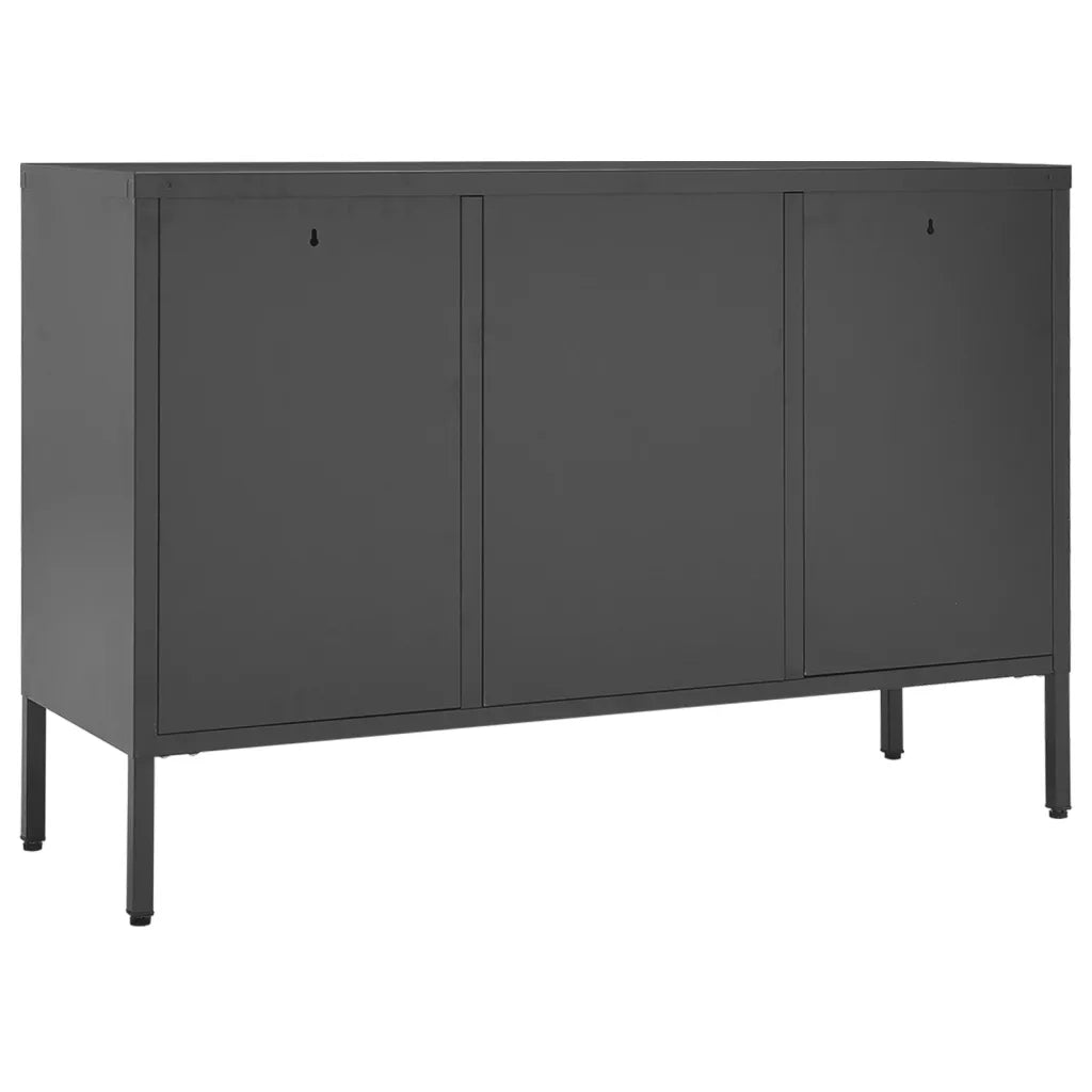 Credenza | Madia | Buffet da pranzo | Armadio da pranzo Antracite 105x35x70 cm in Acciaio e Vetro Temperato