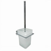 Trade Shop - Porta Scopino Wc Scopettino Completo Vetro Satinato Fissaggio Parete Bagno Cubo 87220 -