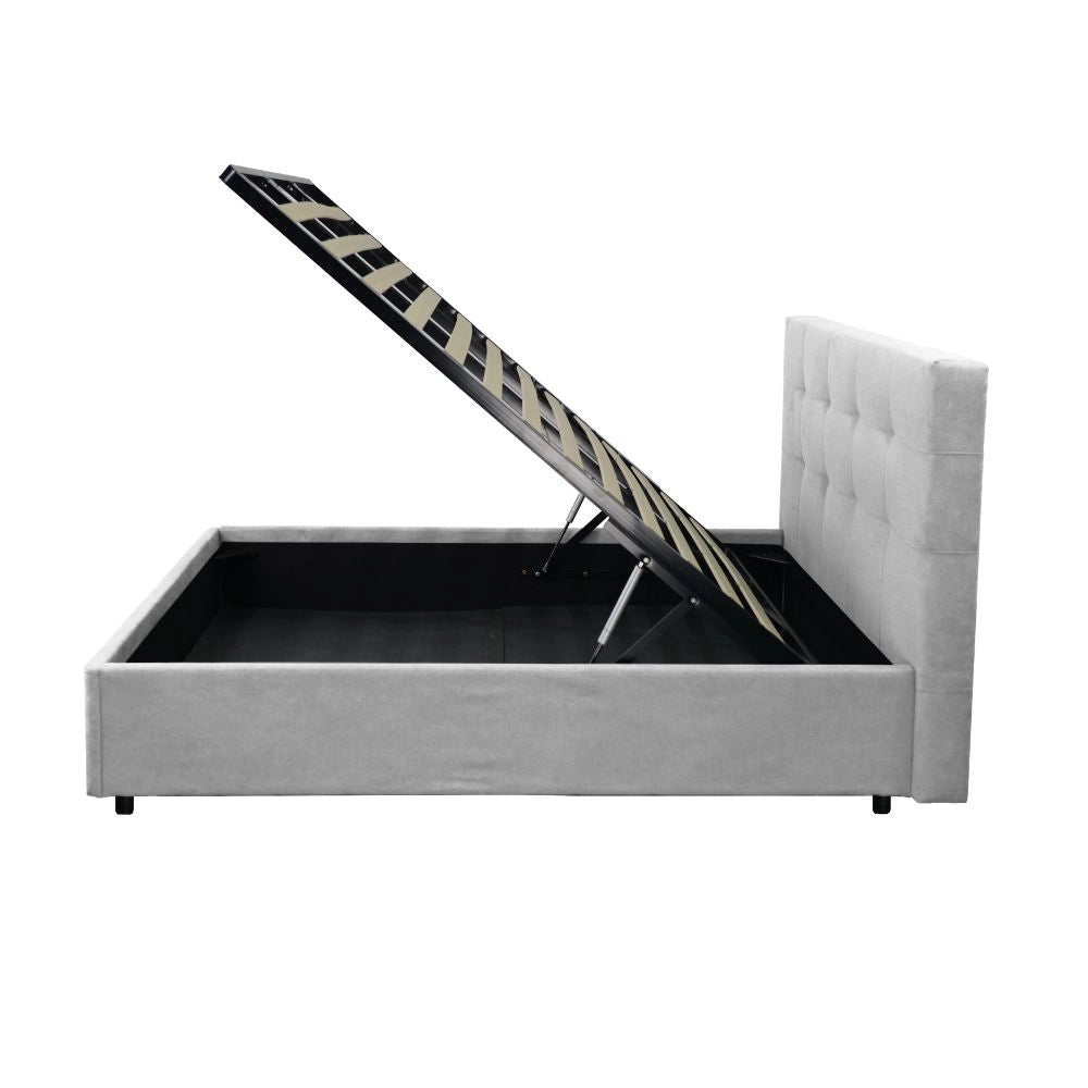 Letto singolo con contenitore Ascoli 102x210x124H tessuto Enjoy grigio