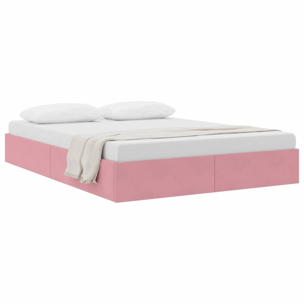 Letto ottomano con archiviazione Rosa 140 x 190 cm Velluto