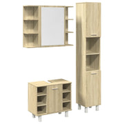 Set Mobili da Bagno | Armadio da bagno 3 pz Rovere Sonoma in Legno Multistrato