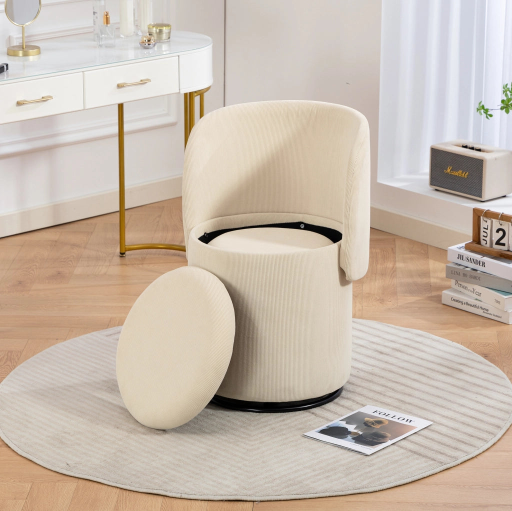 Sgabello imbottito girevole a 360° con contenitore integrato per camera da letto e sala da pranzo