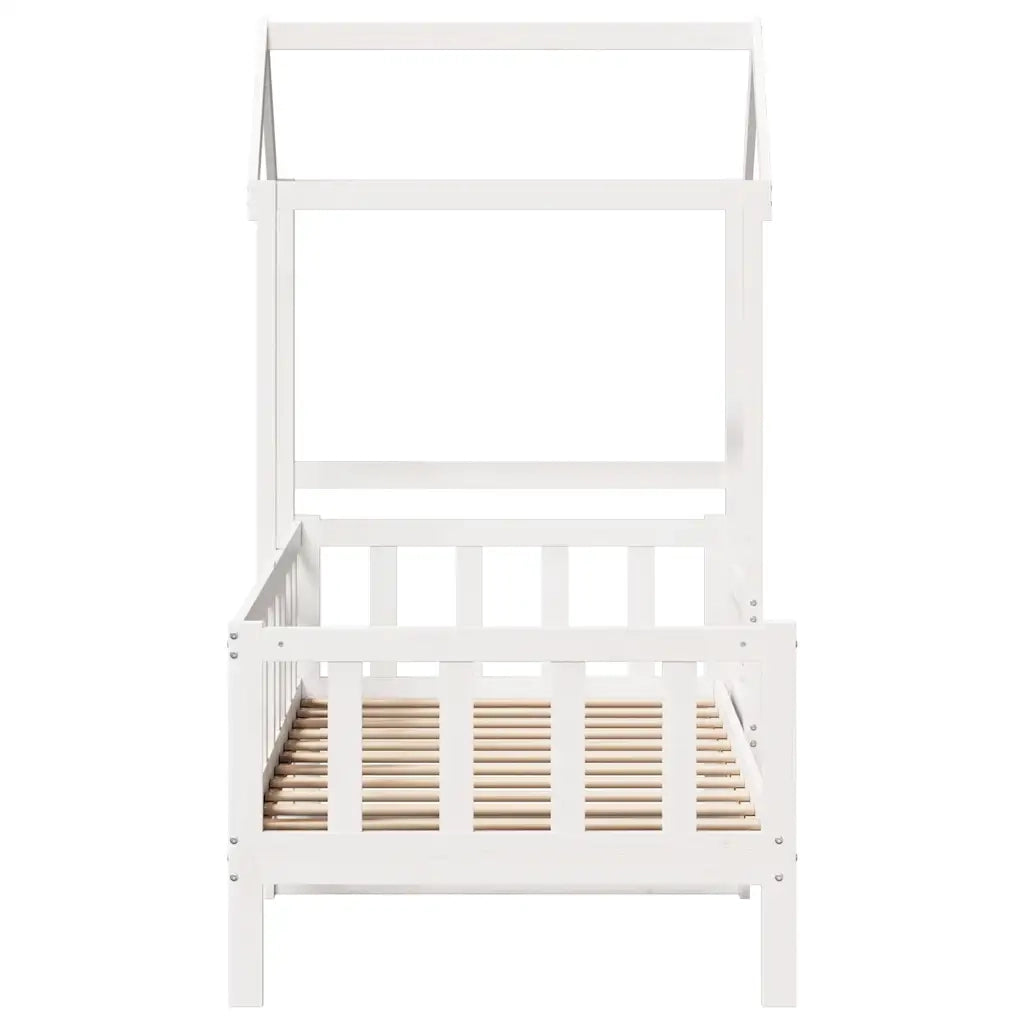 Dormeuse con Tetto 80x200 cm Bianco in Legno Massello di Pino