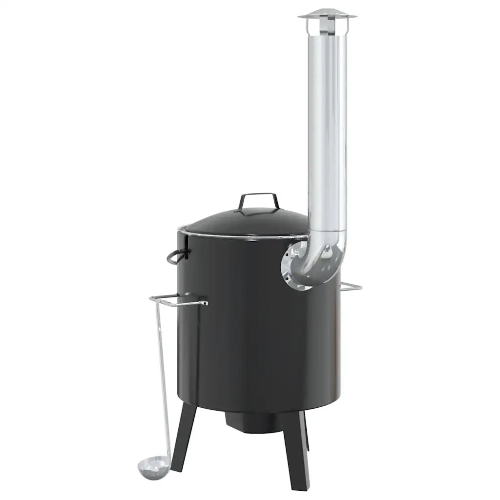 Cannone Gulasch con Camino e Coperchio Nero Acciaio Smaltato CFW1093226